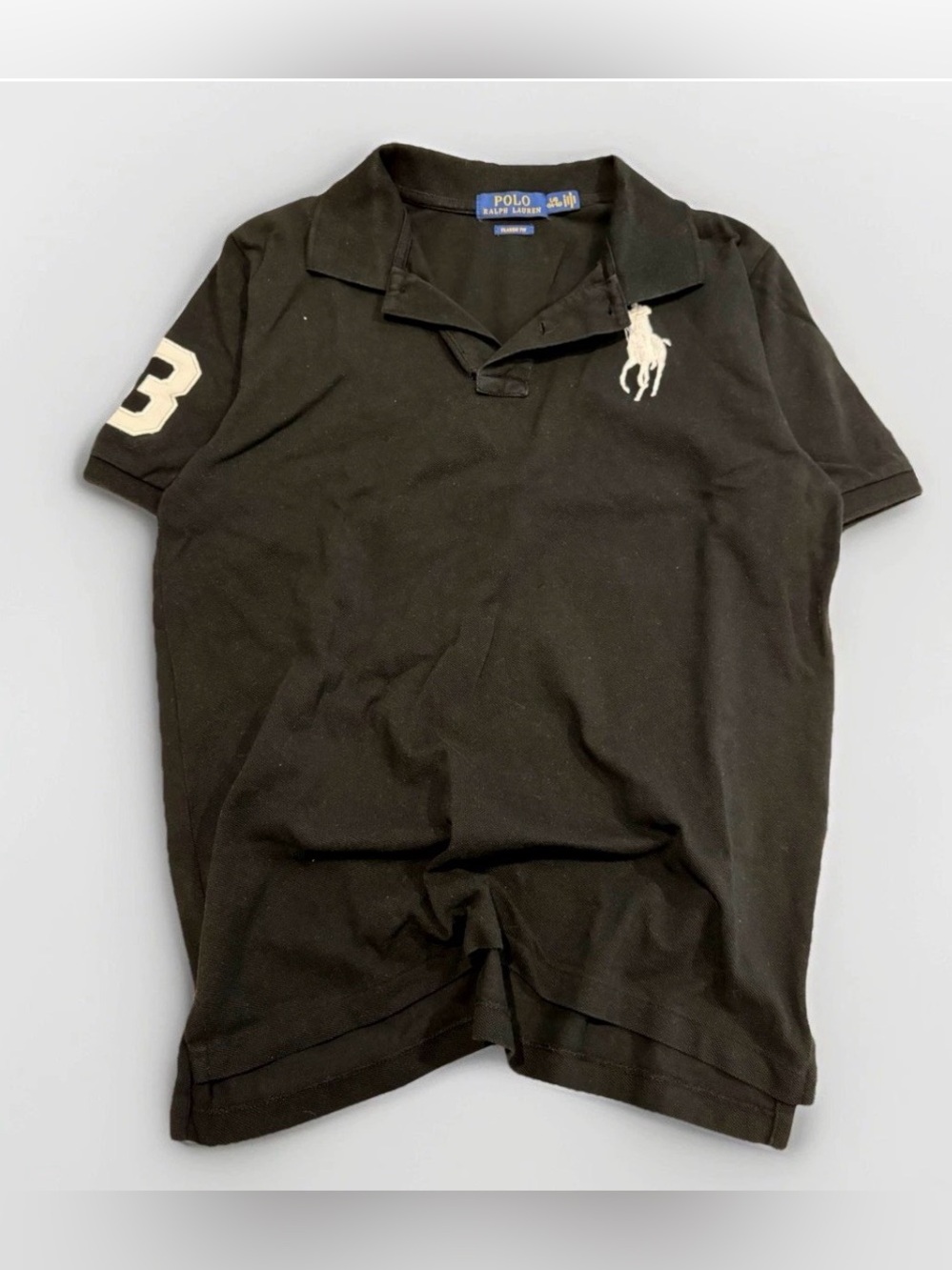 Kids Polo Ralph Lauren Black Polo Short Sleeve Shirt White Pony Size Large Kids